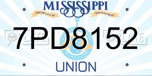 7PD8152 Mississippi License Plate