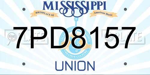7PD8157 Mississippi License Plate