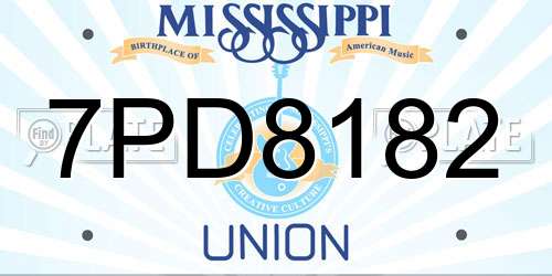 7PD8182 Mississippi License Plate