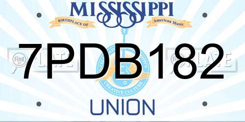 7PDB182 Mississippi License Plate