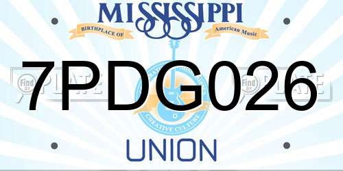 7PDG026 Mississippi License Plate