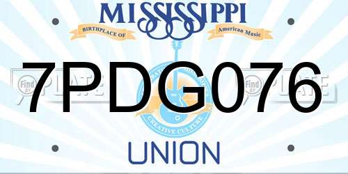 7PDG076 Mississippi License Plate