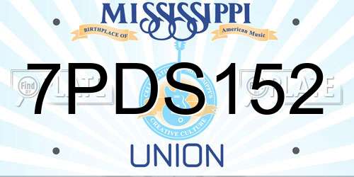 7PDS152 Mississippi License Plate
