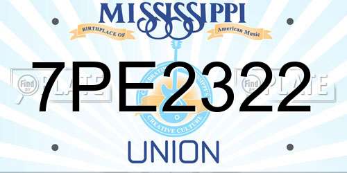 7PE2322 Mississippi License Plate