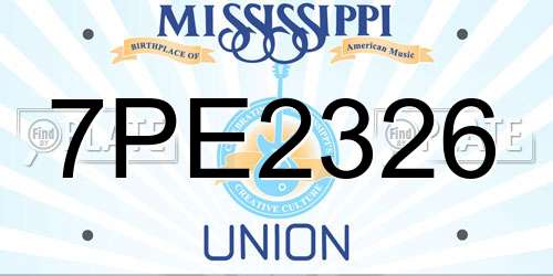 7PE2326 Mississippi License Plate