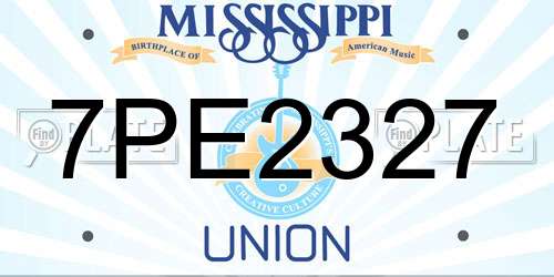 7PE2327 Mississippi License Plate