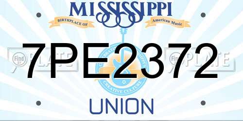 7PE2372 Mississippi License Plate