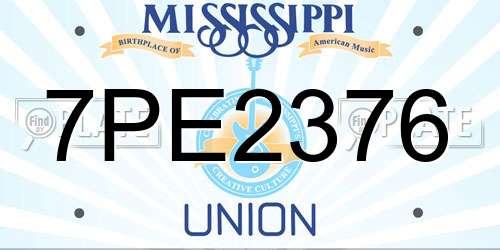 7PE2376 Mississippi License Plate