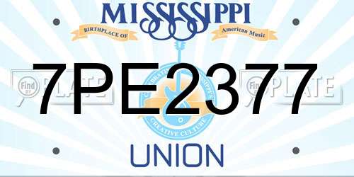 7PE2377 Mississippi License Plate