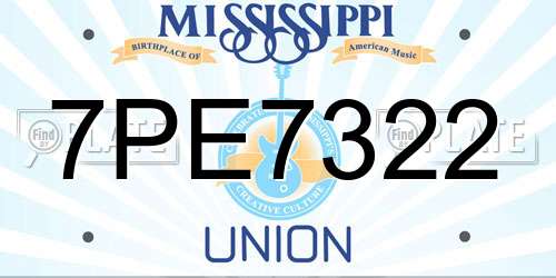 7PE7322 Mississippi License Plate