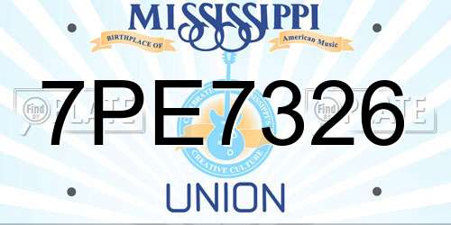 7PE7326 Mississippi License Plate