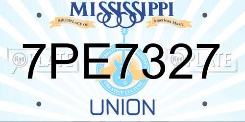 7PE7327 Mississippi License Plate