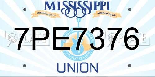 7PE7376 Mississippi License Plate