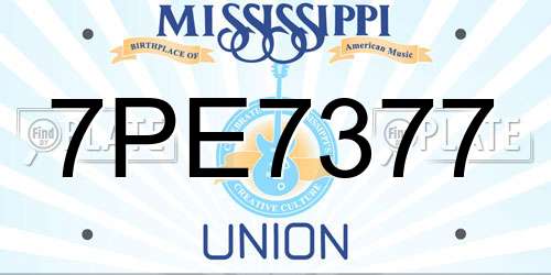 7PE7377 Mississippi License Plate