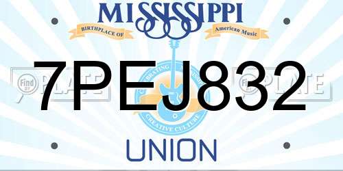 7PEJ832 Mississippi License Plate