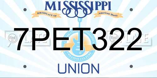 7PET322 Mississippi License Plate