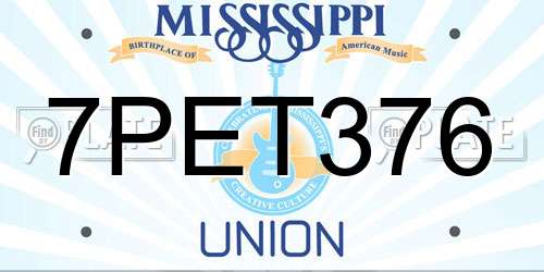 7PET376 Mississippi License Plate