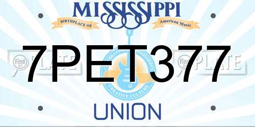7PET377 Mississippi License Plate