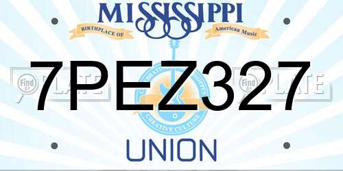 7PEZ327 Mississippi License Plate