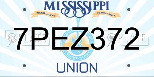 7PEZ372 Mississippi License Plate