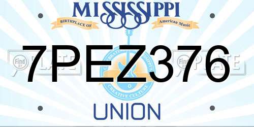 7PEZ376 Mississippi License Plate