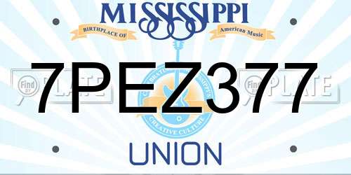 7PEZ377 Mississippi License Plate