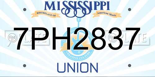 7PH2837 Mississippi License Plate