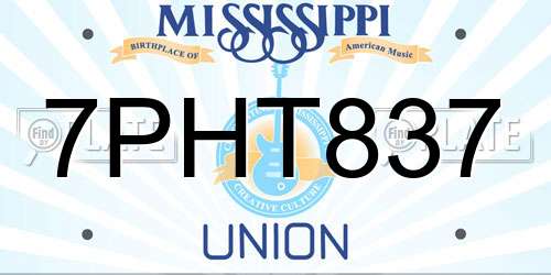 7PHT837 Mississippi License Plate