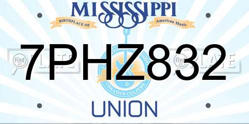 7PHZ832 Mississippi License Plate