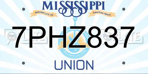 7PHZ837 Mississippi License Plate
