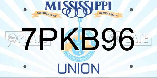 7PKB96 Mississippi License Plate