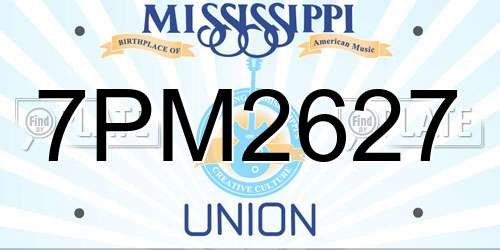 7PM2627 Mississippi License Plate