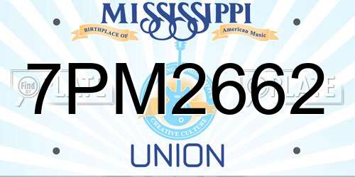 7PM2662 Mississippi License Plate