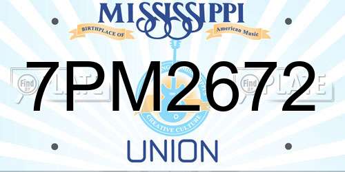 7PM2672 Mississippi License Plate