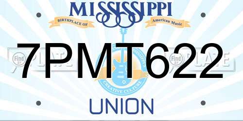 7PMT622 Mississippi License Plate