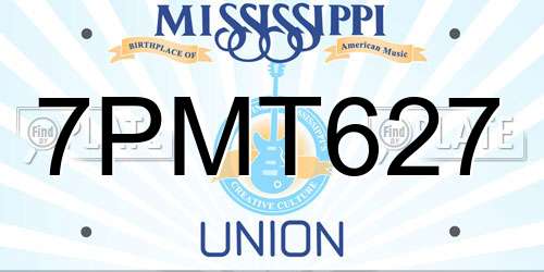 7PMT627 Mississippi License Plate