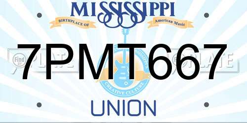 7PMT667 Mississippi License Plate