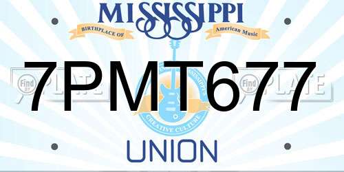 7PMT677 Mississippi License Plate