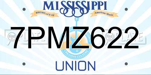 7PMZ622 Mississippi License Plate