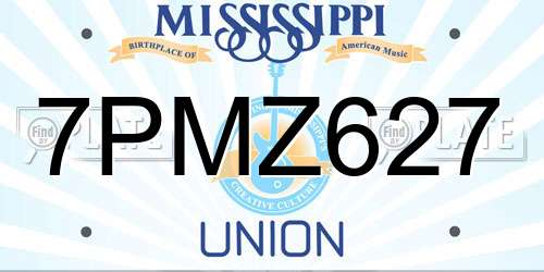 7PMZ627 Mississippi License Plate