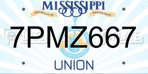 7PMZ667 Mississippi License Plate