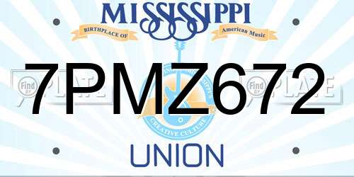 7PMZ672 Mississippi License Plate