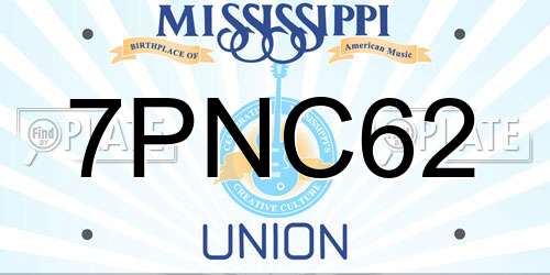 7PNC62 Mississippi License Plate