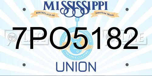 7PO5182 Mississippi License Plate