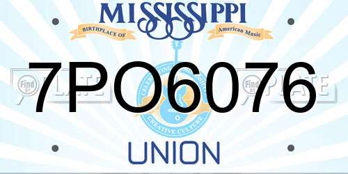 7PO6076 Mississippi License Plate