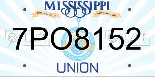 7PO8152 Mississippi License Plate