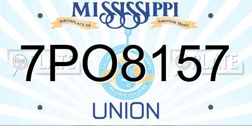 7PO8157 Mississippi License Plate
