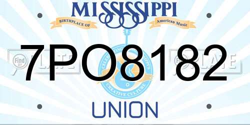 7PO8182 Mississippi License Plate