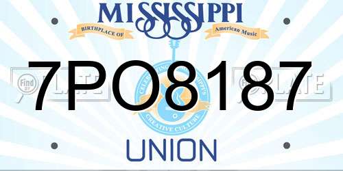 7PO8187 Mississippi License Plate