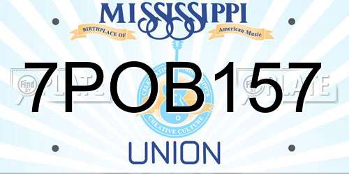 7POB157 Mississippi License Plate